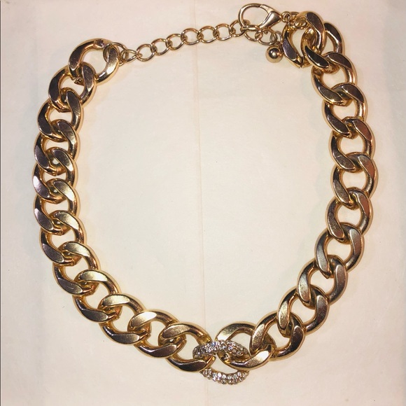 Gold Large Cuban Curb Link Chain Necklace Drop Earrings Rhinestone 15-18” Boho - Picture 6 of 14